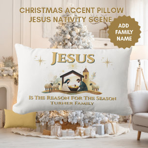 Almohada de acento de Navidad del nacimiento de Je
