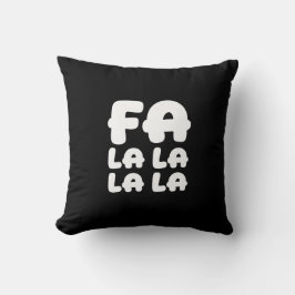Almohada de acento de Navidad Fa La La La La negra