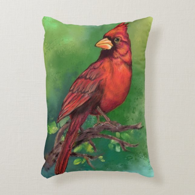 Almohada de acento de pájaro cardenal rojo del nor (Frente (Vertical))