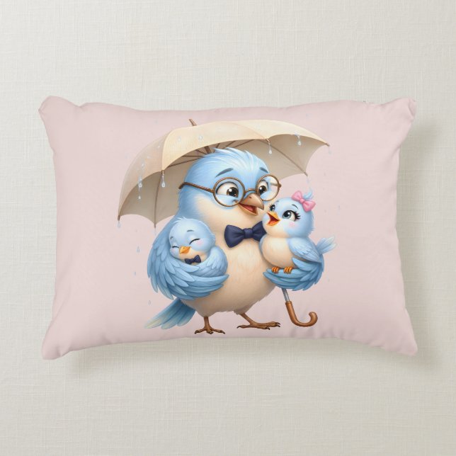 Almohada de acento de pájaro padre (Anverso)