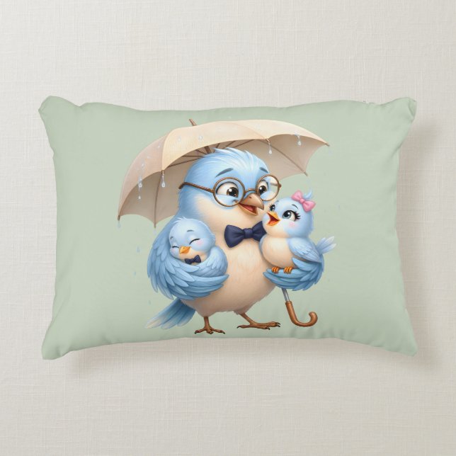Almohada de acento de pájaro padre Amor familiar (Anverso)