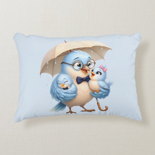 Almohada de acento de papá pájaro Decoración del h (Anverso)