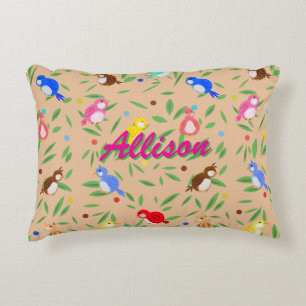 Almohada de acento de patrón de pájaro suave