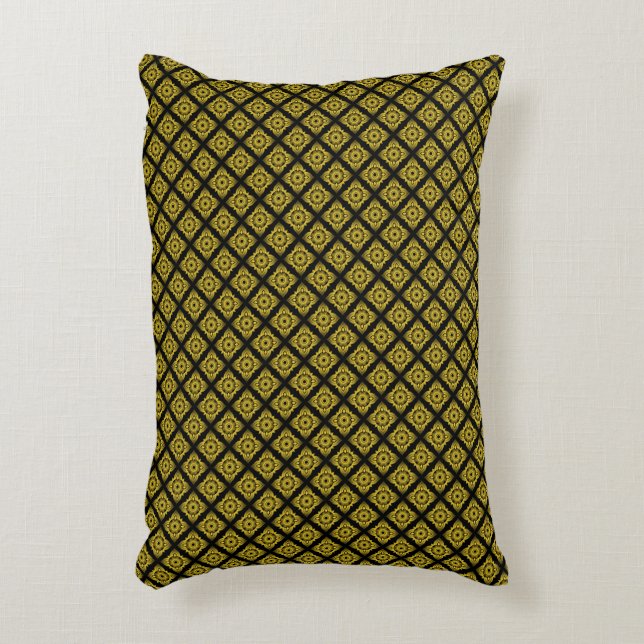 Almohada de acento de patrón geométrico dorado y n (Frente (Vertical))