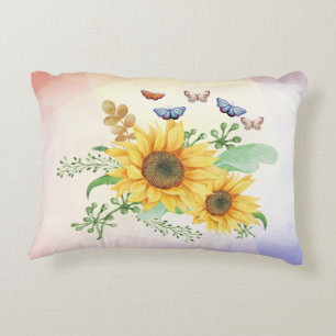 almohada de acento de primavera de girasol