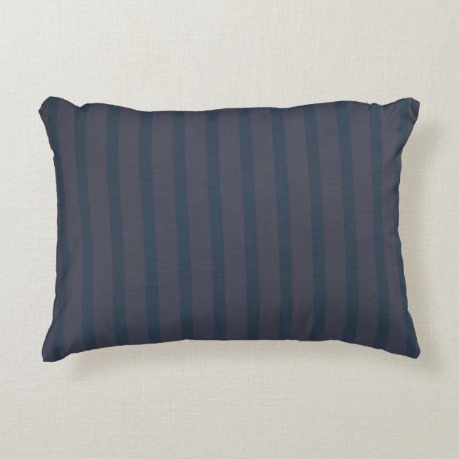 Almohada de acento de rayas ciruela y azul marino  (Anverso)