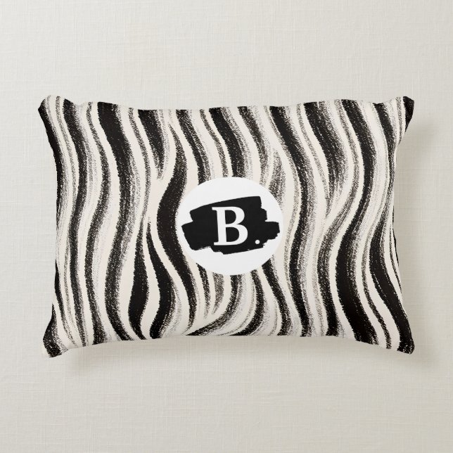 Almohada de acento de rayas de cebra personalizada (Anverso)