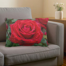 Almohada de acento de rosa roja