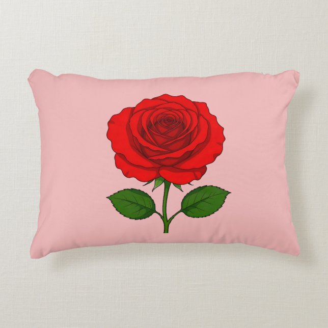Almohada de acento de rosa roja (Anverso)