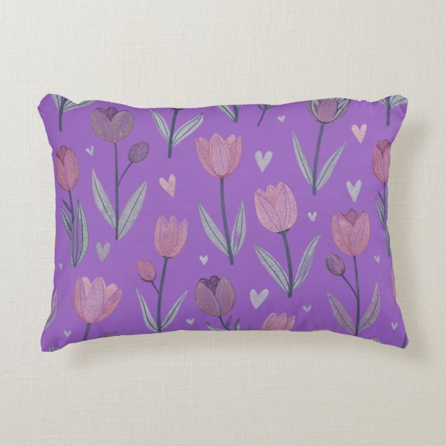Almohada de acento de tulipán púrpura (Anverso)