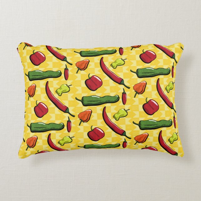 Almohada de acento de un mundo de chiles (Anverso)