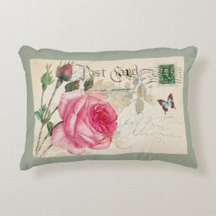 Almohada de acento decorativo rosa rosa postacard