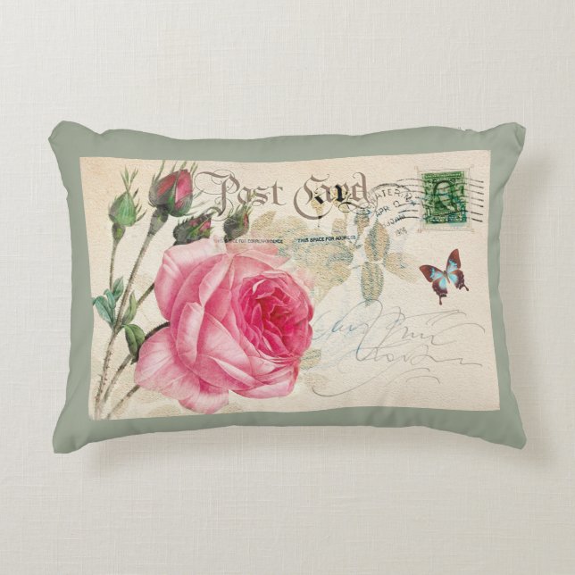 Almohada de acento decorativo rosa rosa postacard (Anverso)