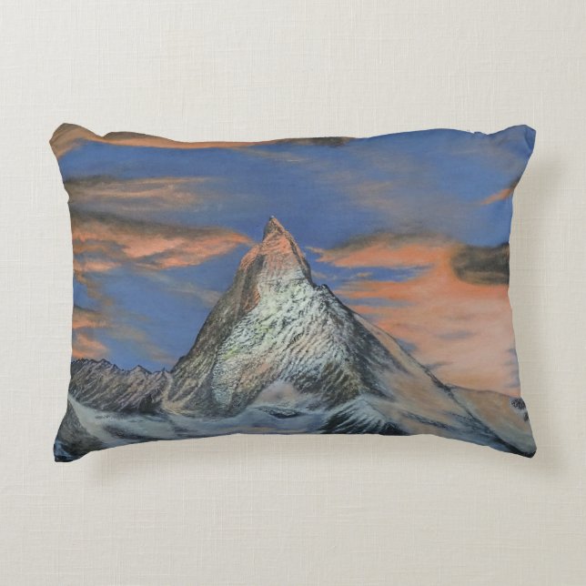 Almohada de acento - "El Matterhorn al atardecer" (Anverso)