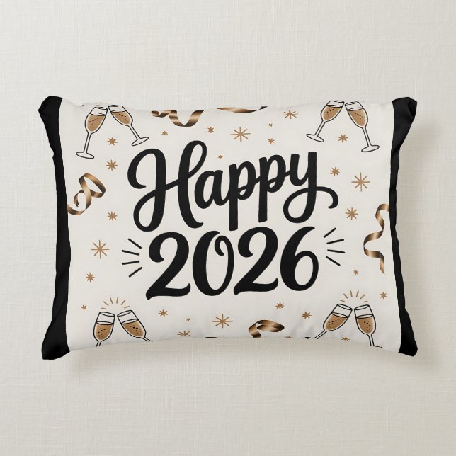 Almohada de acento-Feliz Año Nuevo 2026 (Anverso)