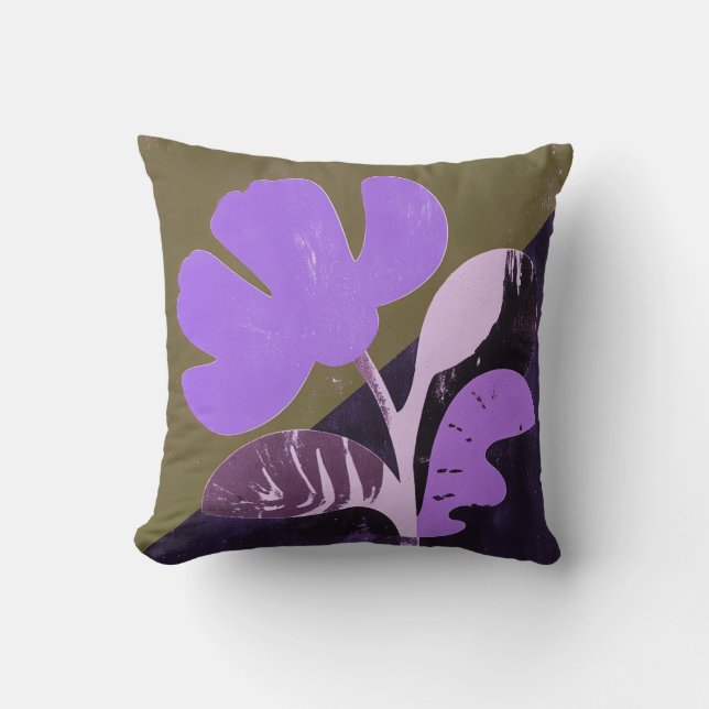 Almohada de acento floral abstracto moderno (Anverso)