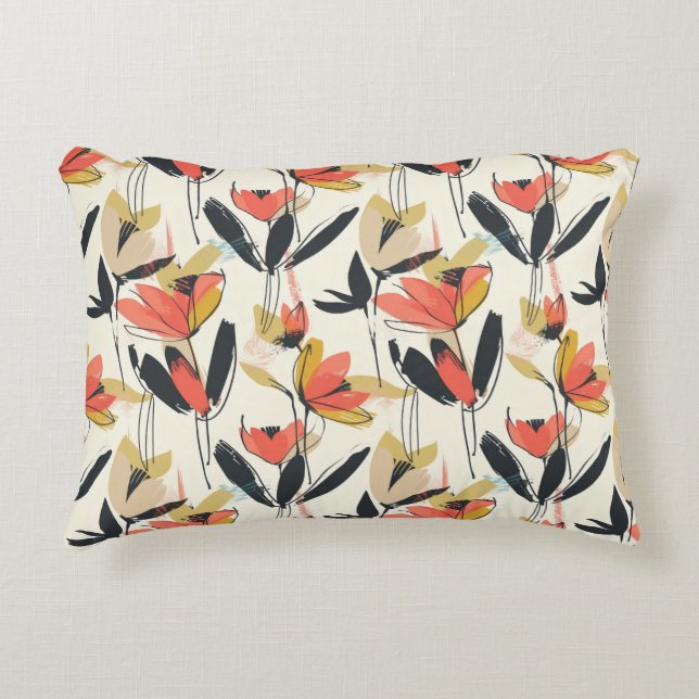 Almohada de acento floral abstracto moderno de pri (Anverso)