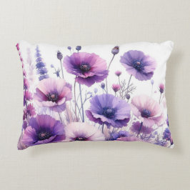 Almohada de acento floral bonita flor púrpura