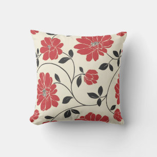 Almohada de acento floral botánico de color crema 