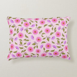 Almohada de acento floral de lavanda rosa con enca
