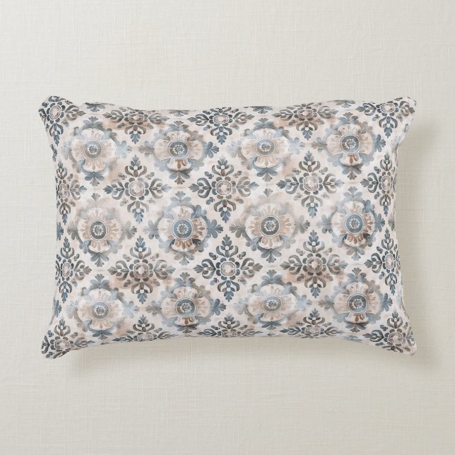 Almohada de acento floral retro francés en baldosa (Anverso)