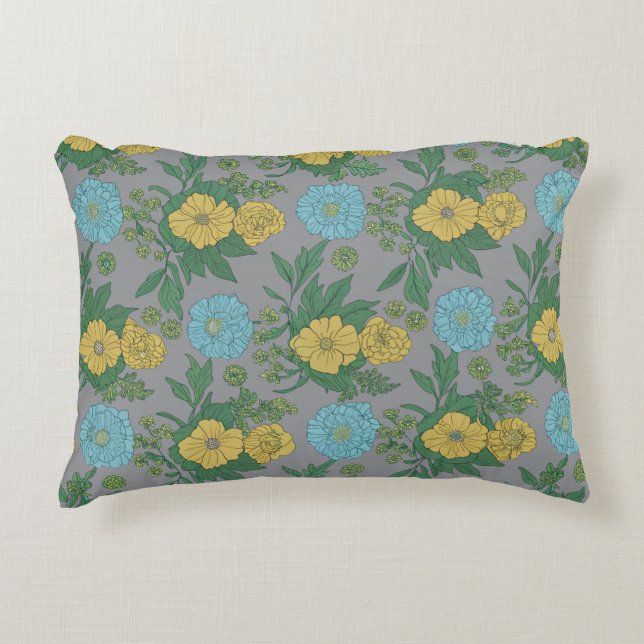 Almohada de acento floral verde (Anverso)