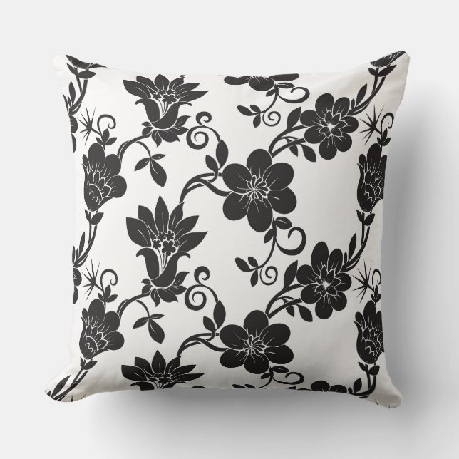 Almohada de acento - Flores negras   Almohada deco (Anverso)