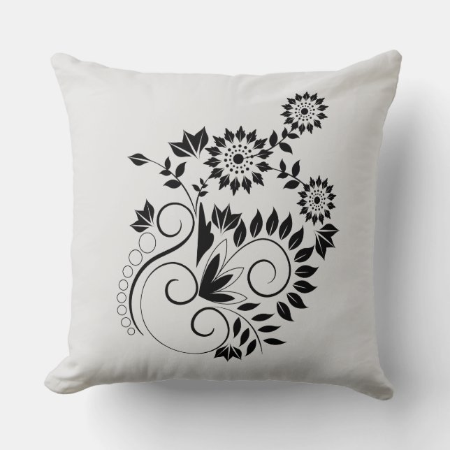 Almohada de acento - Flores negras   Almohada deco (Anverso)