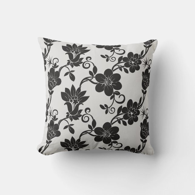 Almohada de acento - Flores negras   Almohada deco (Anverso)