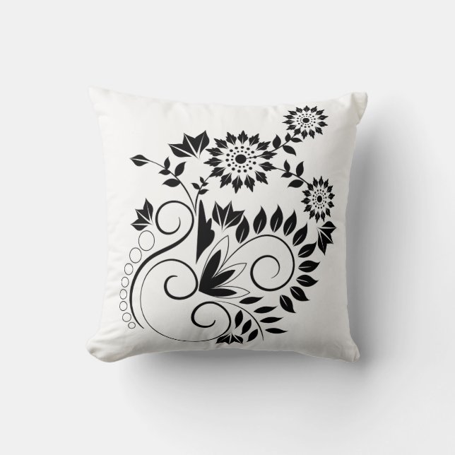 Almohada de acento - Flores negras   Almohada deco (Anverso)