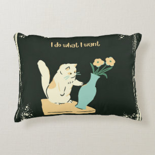 Almohada de acento gato "Hago lo que quiero".