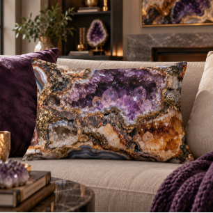 Almohada de acento Geoda de Amatista 16x12