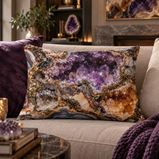 Almohada de acento Geoda de Amatista 16x12