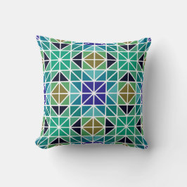 Almohada de acento geométrico azul marino, verde y