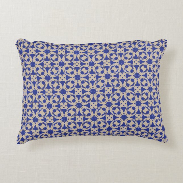 Almohada de acento geométrico con blossom azul (Anverso)