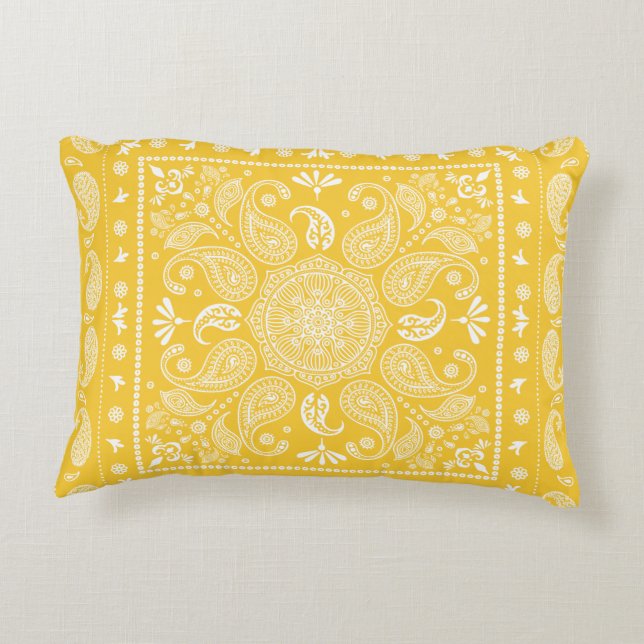 almohada de acento Goldenrod Paisley Design-1 (Reverso)