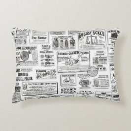 almohada de acento impreso en periódico blanco y n