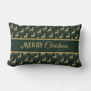 Almohada de acento lumbar festivo dorado de ciervo