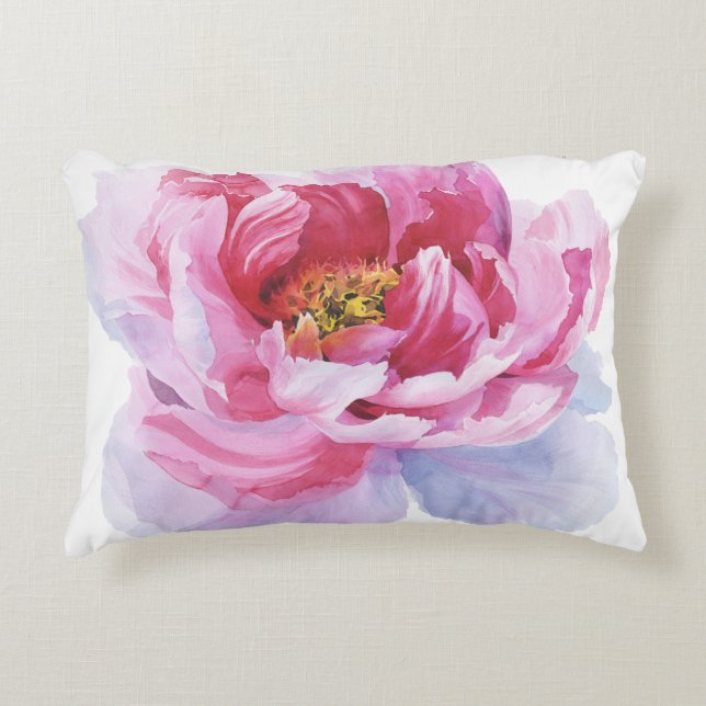 Almohada de acento lumbar Peonía Rosa (Anverso)