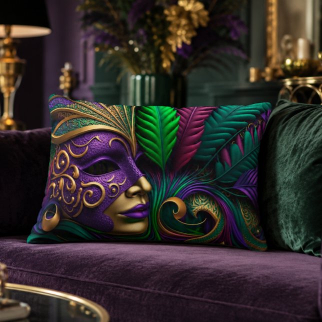Almohada de acento Mardi Gras Mask 16x12 (Mardi Gras Mask Wall Art | New Orleans Carnival)