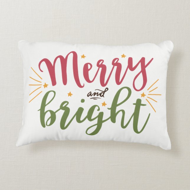 Almohada de acento navideño brillante Merry & Brig (Reverso)