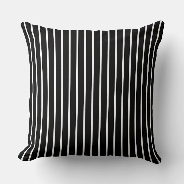 Almohada de acento negra y blanca rayada (Anverso)