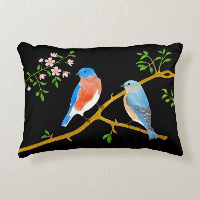 Almohada de acento negro Bluebirds (Anverso)