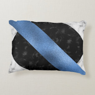 Almohada de acento negro de mármol azul