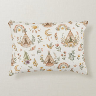 Almohada de acento pastel de arcoíris de acuarela 