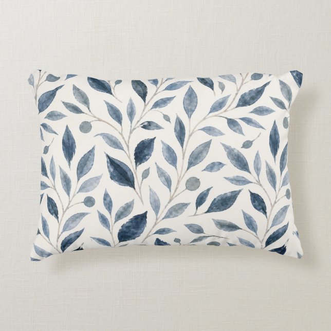 Almohada de acento personalizada Blue Leaf (Anverso)