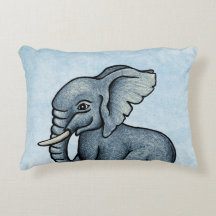 Almohada de acento personalizado azul elefante sua