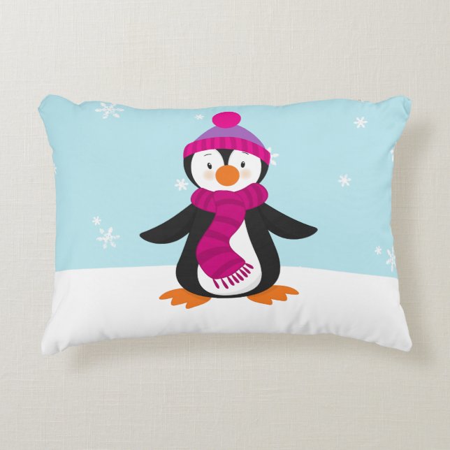 Almohada de acento pingüino de invierno suave (Anverso)