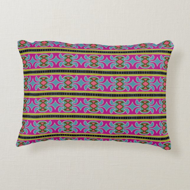 Almohada de acento púrpura azul oro negro (Reverso)