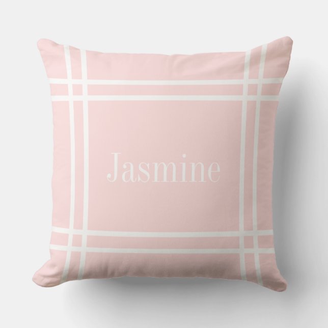 Almohada de acento rosa monogramado (Anverso)